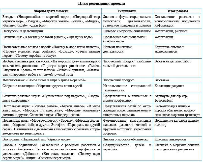 План реализации проекта